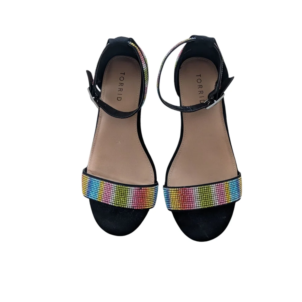 Torrid Clear heel Sandals with Beaded Straps Sz.7.5WW - Picture 4 of 7